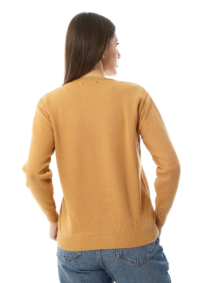 Andora Double Buttons Pastel Mustard Casual Cardigan_Yellow - Image 3