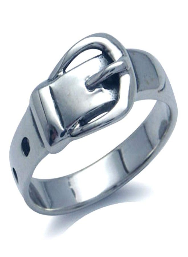 Silvershake Antique Finish 925 Sterling Silver Belt Buckle Band Ring Size 4.5 - Image 1