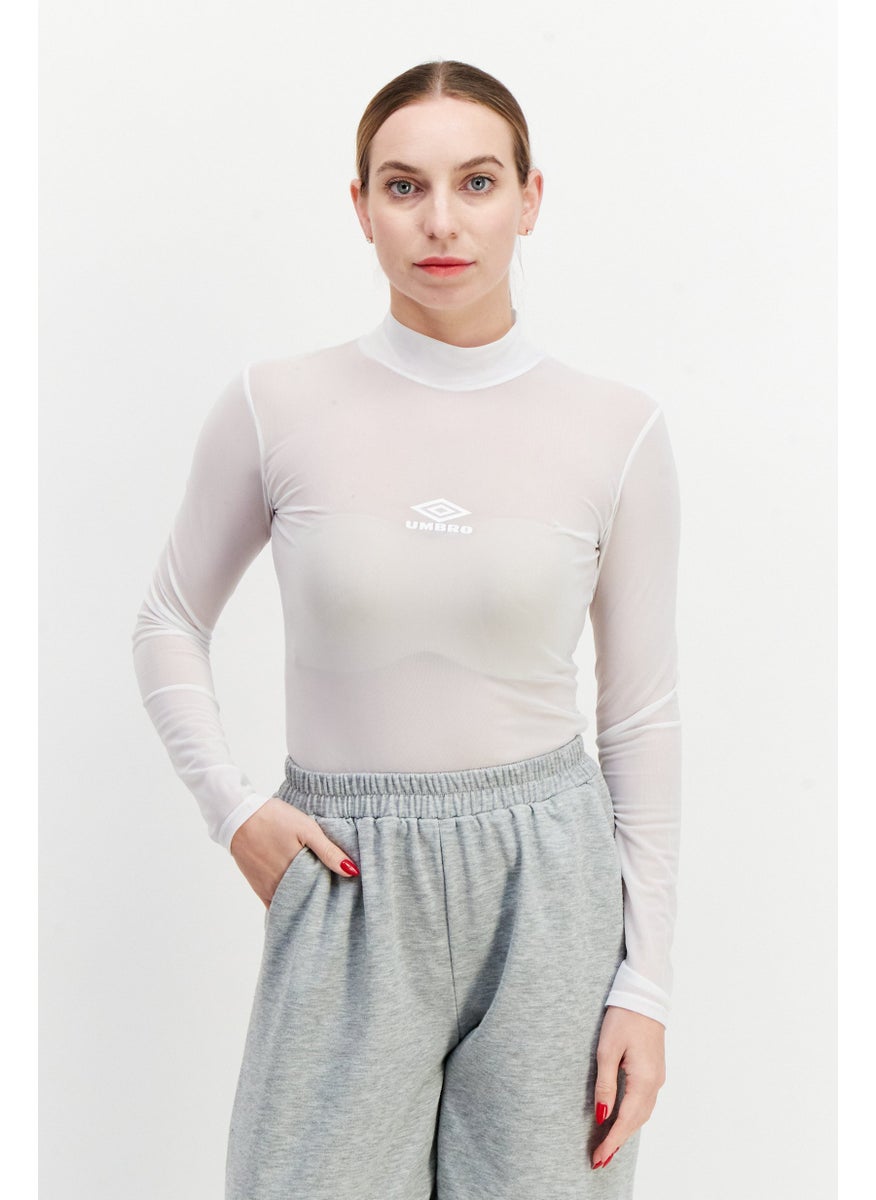 umbro Women Sportswear Fit Mesh Brand Logo Outdoor Bodysuits, White  - Image 1