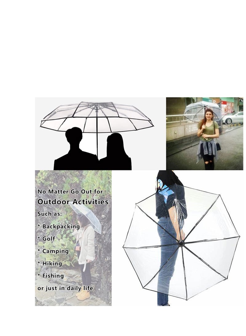 SOLARAE Folding Umbrellas Travel Umbrella, Transparent Umbrella Pocket Umbrella, Portable Compact Protection, Small Light Weight Waterproof, Rain and Sun Umbrella Elegant Umbrella In Transparent - Image 5
