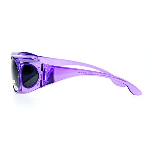 PASTL Womens Polarized Fit Over Glasses Rhinestone Sunglasses Oval Rectangular Purple - Image 4
