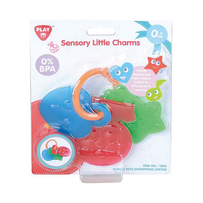 Playgo Sensory Little Charms Teether for Babies 0M , 100% Food-Grade Silicone, Easy-Grip Shapes, Motor Skill Development - Image 1