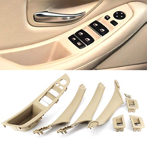 FEXON Beige Window Switch Armrest Panel, Inner Door Pull Handle Trim Cover Kits Replacement for 2010-2016 BMW 5 Series 520 523 525 528 530 - Image 1
