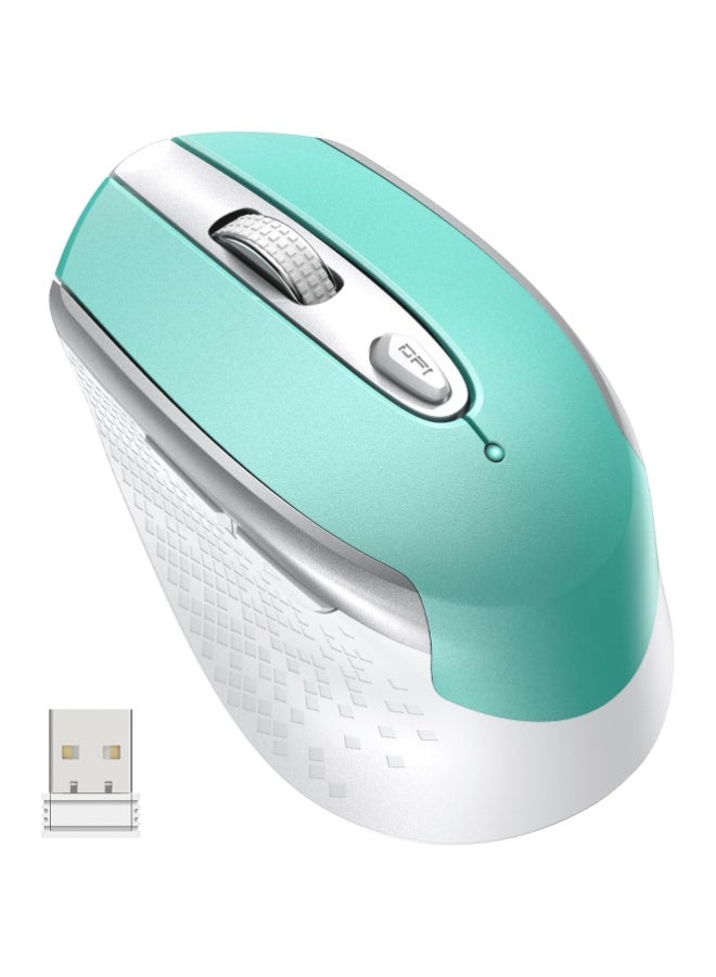 TM004 Wireless Mouse – 6 Buttons Silent Clicks, 2.4GHz Cordless Mouse with 3 Adjustable DPI Levels & Ergonomic Design for Laptop, PC & Chromebook (Blue) - Image 1