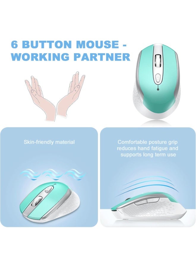 TM004 Wireless Mouse – 6 Buttons Silent Clicks, 2.4GHz Cordless Mouse with 3 Adjustable DPI Levels & Ergonomic Design for Laptop, PC & Chromebook (Blue) - Image 2