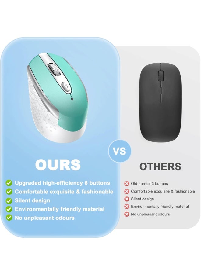 TM004 Wireless Mouse – 6 Buttons Silent Clicks, 2.4GHz Cordless Mouse with 3 Adjustable DPI Levels & Ergonomic Design for Laptop, PC & Chromebook (Blue) - Image 3