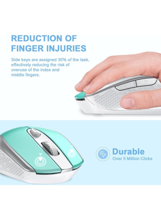 TM004 Wireless Mouse – 6 Buttons Silent Clicks, 2.4GHz Cordless Mouse with 3 Adjustable DPI Levels & Ergonomic Design for Laptop, PC & Chromebook (Blue) - Image 4