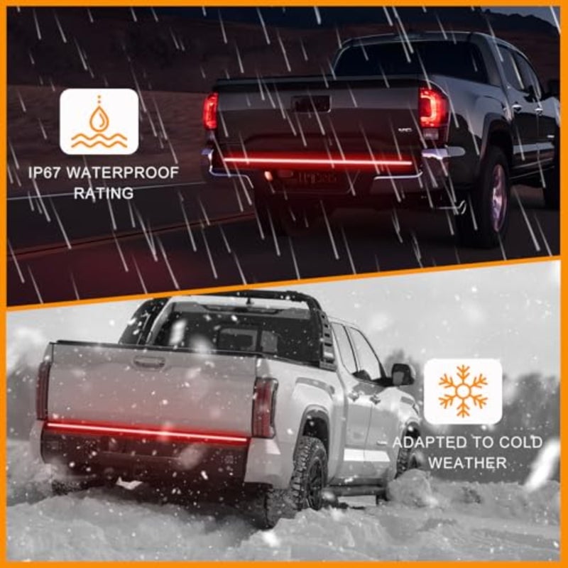Truck Tailgate Light Bar,"Triple-Row LED Light Strip with Runng Turn Signal Brake Reverse Lights, Rear Strobe Lamp Strip for Pickup Cargo Trailer,es - Image 3