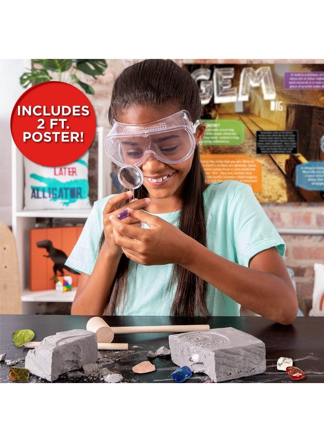Discovery Kids Gemstone Dig Stem Science Kit By Horizon Group Usa Excavate Dig & Reveal 11 Real Gemstones Includes Goggles Excavation Tools Streak Plate Magnifying Glass & More - Image 4