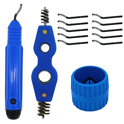 LJZP Deburring Tool with 11 High-Speed Steel Blades Storage Handle Design with 2 Pieces Copper Pipe Cleaner and Reamer Set, Burr Remover Hand Tool for Wood, Aluminum, Copper and Plastic - Image 1