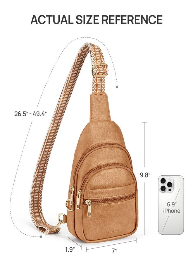 CHOLISS Anti Theft Small Sling Bag for Women and Men RFID Leather Crossbody Bags Fanny Pack Chest Bag Travel Purse Daypacks, Camel Brown, Small, Casual - Image 5