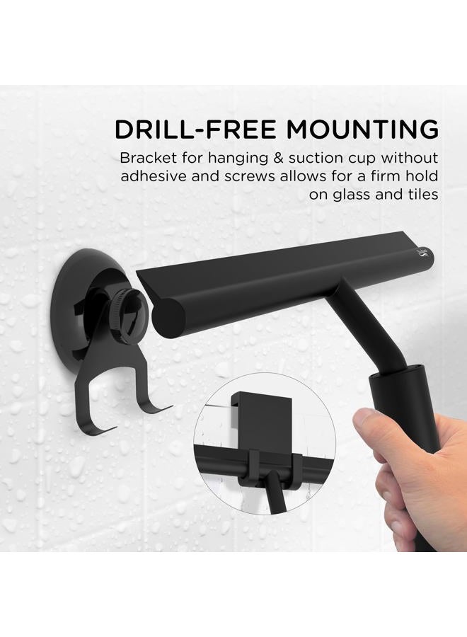BADIONA Telescopic Shower Squeegee White - with Suction Hook & up to 100 cm I Shower Squeegee for Glass Doors Cleaner squiggy for Tile and Walls Bathroom (Black - with Hook - up to 100 cm) - Image 5