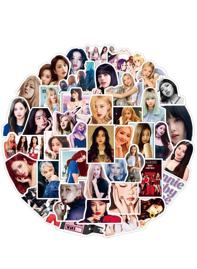 50-Piece Korean Girl Group BP Sticker, Premium Waterproof Vinyl Stickers Set, HD Fine Color Printing Trendy Aesthetic Stickers, Suitable for Laptop Skateboard Luggage Guitar DIY  - Image 1