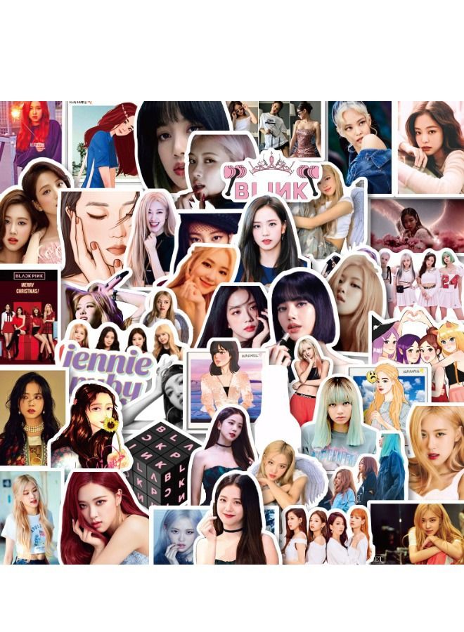 50-Piece Korean Girl Group BP Sticker, Premium Waterproof Vinyl Stickers Set, HD Fine Color Printing Trendy Aesthetic Stickers, Suitable for Laptop Skateboard Luggage Guitar DIY  - Image 2