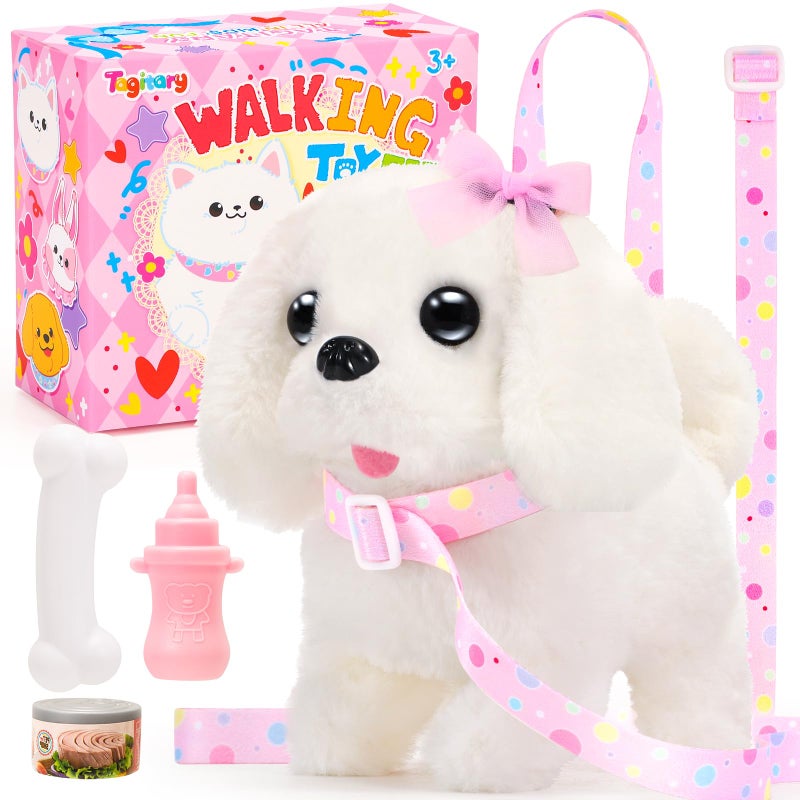 Tagitary Plush Toys Interactive Puppy Toy for Kids,Electronic Toy Dog That Walk and Bark,Tail Wagging, Fake Dog Toy with Leash,Perfect Easter Christmas Birthday Gift for Kids Toddlers - Image 1