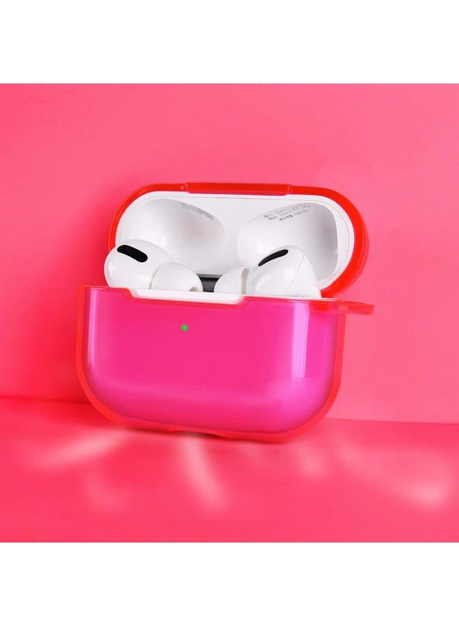 AIRSPO AirPods Pro Case Clear Case for AirPods Pro Charging Case Soft TPU Airpod Pro Protective Case 2019 with Keychain Airpods 3 Protective Cover Skin (Neon Hot Pink) - Image 2