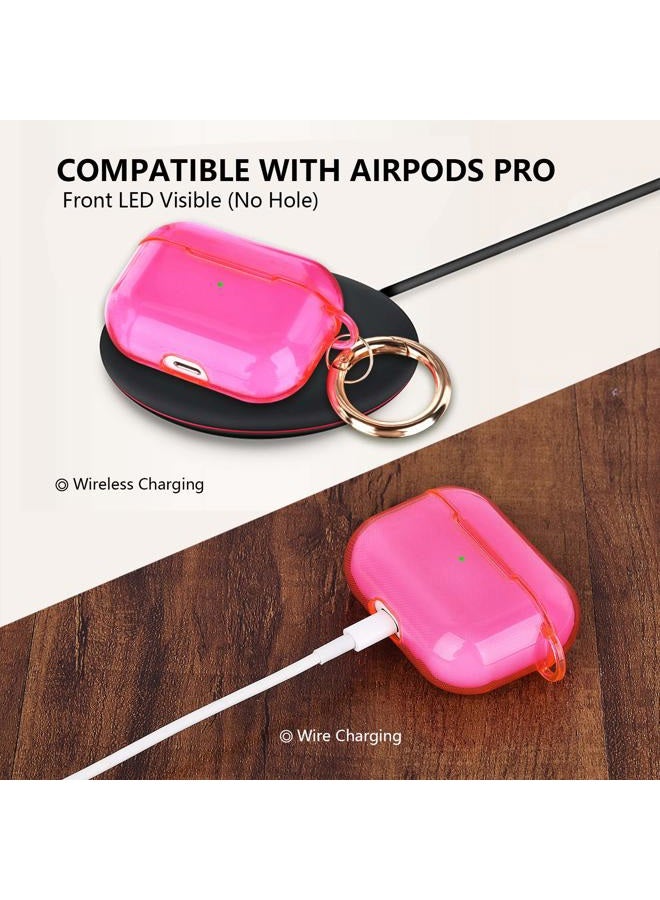 AIRSPO AirPods Pro Case Clear Case for AirPods Pro Charging Case Soft TPU Airpod Pro Protective Case 2019 with Keychain Airpods 3 Protective Cover Skin (Neon Hot Pink) - Image 5