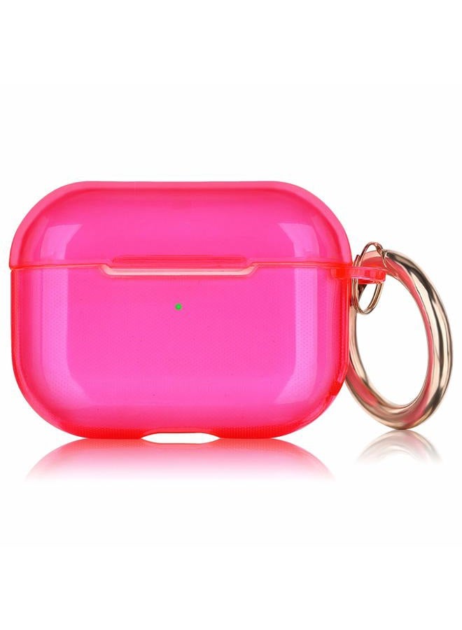 AIRSPO AirPods Pro Case Clear Case for AirPods Pro Charging Case Soft TPU Airpod Pro Protective Case 2019 with Keychain Airpods 3 Protective Cover Skin (Neon Hot Pink) - Image 1