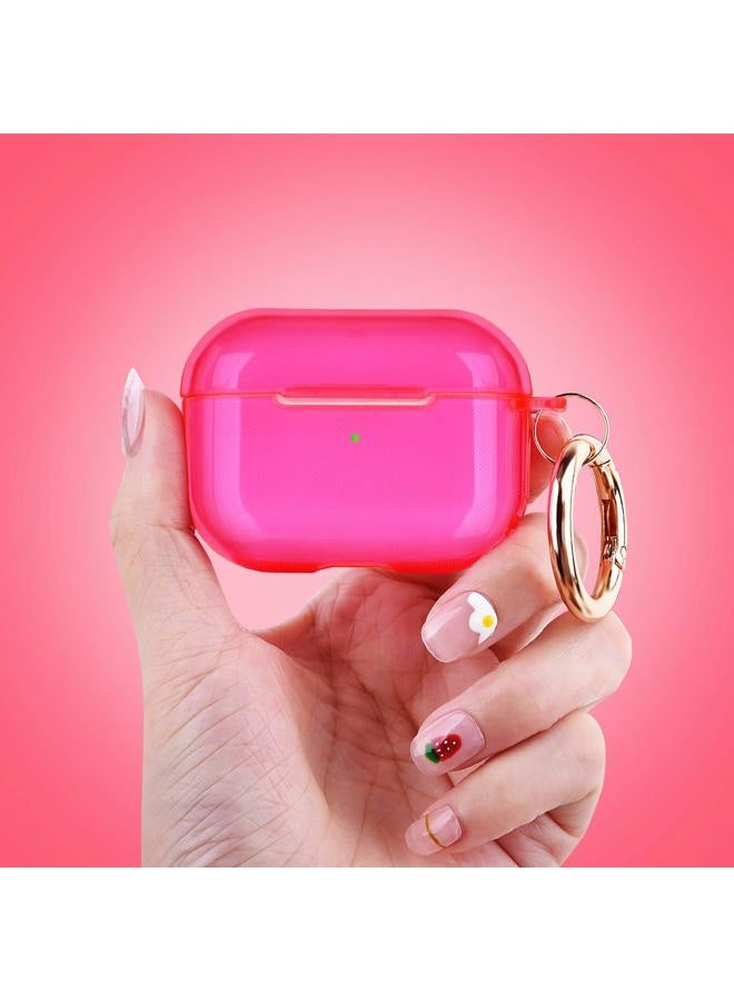 AIRSPO AirPods Pro Case Clear Case for AirPods Pro Charging Case Soft TPU Airpod Pro Protective Case 2019 with Keychain Airpods 3 Protective Cover Skin (Neon Hot Pink) - Image 4