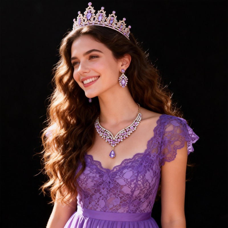 Kamirola Queen Crowns and Tiaras Princess Crowns for Women Crystal Headbands for Bridal, Princess for Wedding and Party Gold Purple - Image 3