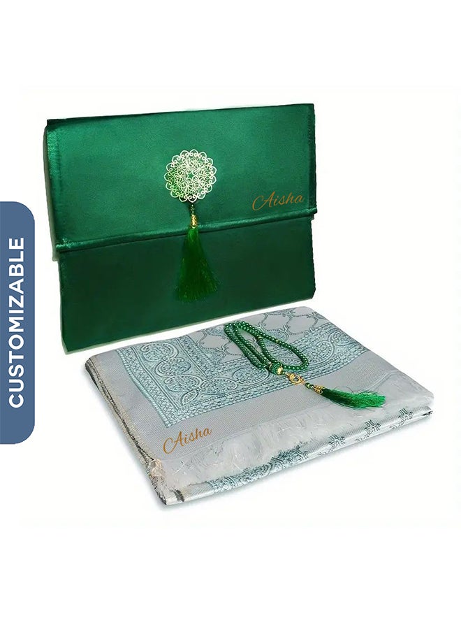 Share the Love Personalised Anti-Slip Ramadan Prayer Mat  with tasbih beads  - Image 1