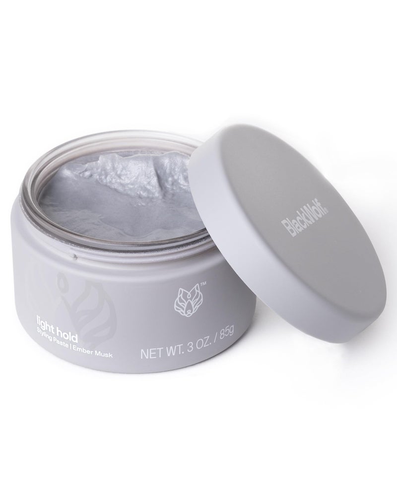 Black Wolf Hair Styling Paste for Men, Light Hold - Water Based Hair Styling Product for All Hair Styles & Types - Barber Grade Non-Greasy & Long Lasting Wax - Add Texture & Volume, 3 oz - Image 1