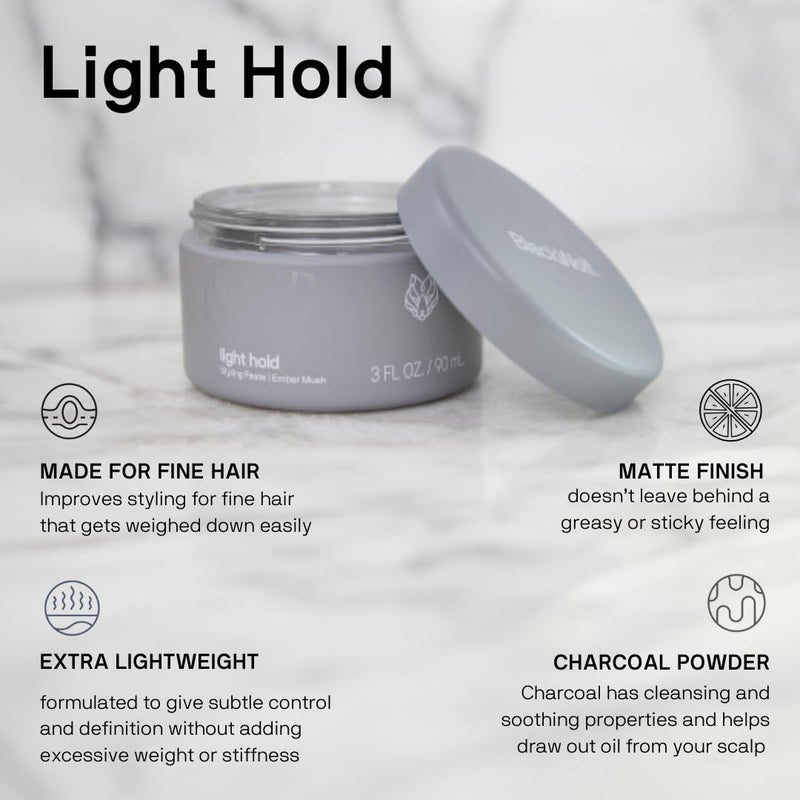 Black Wolf Hair Styling Paste for Men, Light Hold - Water Based Hair Styling Product for All Hair Styles & Types - Barber Grade Non-Greasy & Long Lasting Wax - Add Texture & Volume, 3 oz - Image 3