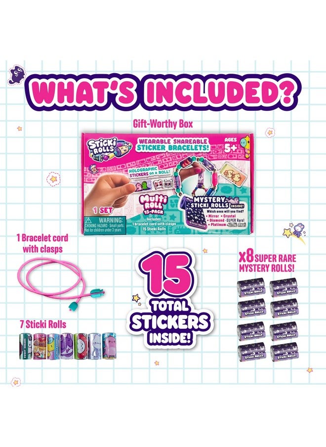 Sky Castle - Sticki Rolls Multi-Roll Collector'S Refill Pack | Includes 15 Sticki Rolls (150 Mini Stickers) | Assorted Colors And Styles | Over 1000 Sticker Designs To Discover And Collect! - Image 1