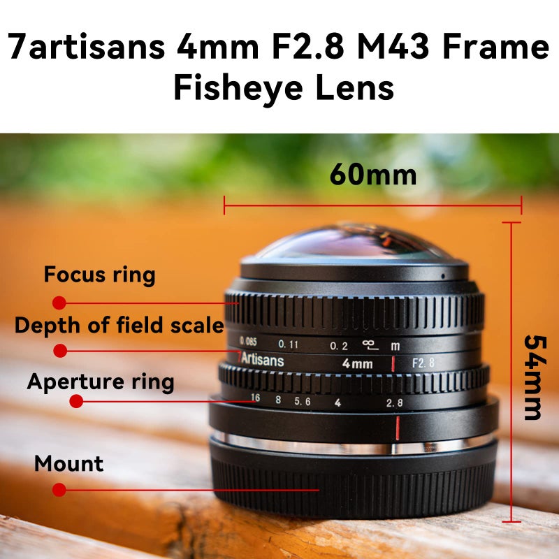 7Artisans 4mm F2.8 Fisheye Ultra Wide Angle Lens Manual Focus Prime Lens Compatible for Sony E Mount Mirrorless Camera A6300 A6400 A6500 NEX-3 NEX-3N NEX-5T NEX-5R A7 A7II A7RIII - Image 3