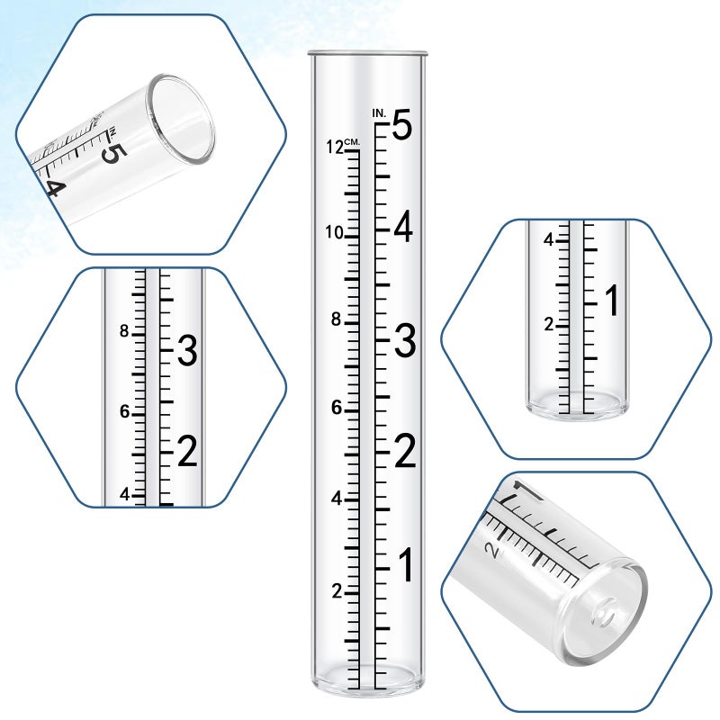 SynHHergyx 2 Pcs 5" Rain Gauge Replacement Tubes for Outdoor Plastic Rain Gauges for Garden Yard Home, Clear Rain Gages - Image 4