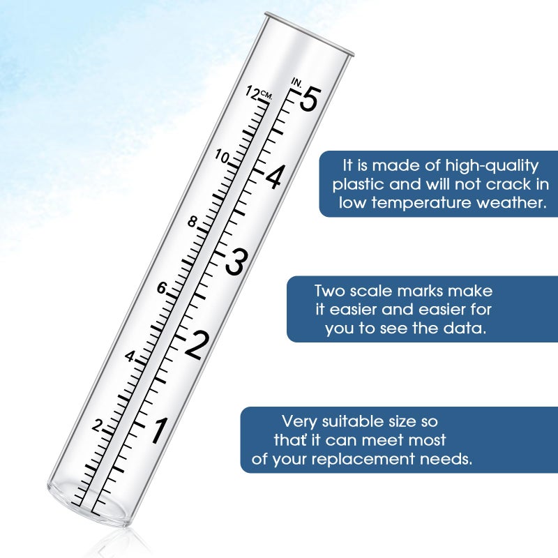 SynHHergyx 2 Pcs 5" Rain Gauge Replacement Tubes for Outdoor Plastic Rain Gauges for Garden Yard Home, Clear Rain Gages - Image 3