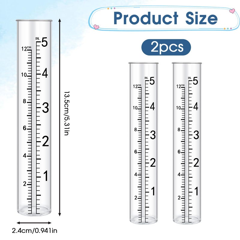 SynHHergyx 2 Pcs 5" Rain Gauge Replacement Tubes for Outdoor Plastic Rain Gauges for Garden Yard Home, Clear Rain Gages - Image 2