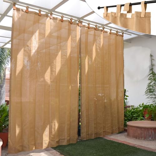 HIPPO 150 GSM Outdoor Sun Blocking Balcony Loop Curtains Sun & UV Protection, Light Filtering 3FTX8FT Door Curtain (Beige-Brown) - Image 1