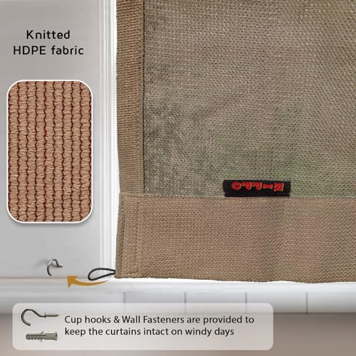 HIPPO 150 GSM Outdoor Sun Blocking Balcony Loop Curtains Sun & UV Protection, Light Filtering 3FTX8FT Door Curtain (Beige-Brown) - Image 5