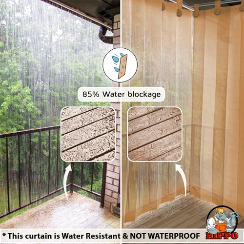 HIPPO 150 GSM Outdoor Sun Blocking Balcony Loop Curtains Sun & UV Protection, Light Filtering 3FTX8FT Door Curtain (Beige-Brown) - Image 3