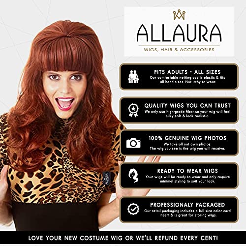 ALLAURA Compatible with Peggy Bundy Costume – Auburn Red Bouffant Wig for Women – 80s Beehive Housewife Hairpiece for Halloween, Retro TV Cosplay, Funny Party Looks, Peg Bundy Wig Fits All Head Sizes - Image 4