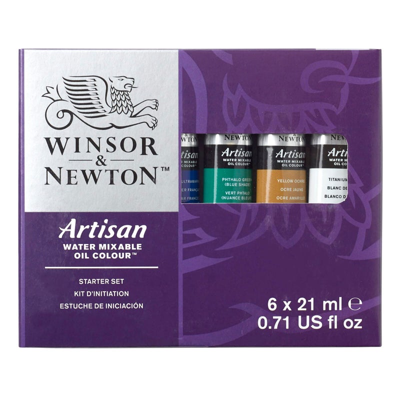 Winsor Newton Winsor & Newton Artisan Water Mixable Oil Color Paint, Starter Set, 0.71-oz (21ml) Tubes, Set of 6 - Image 1