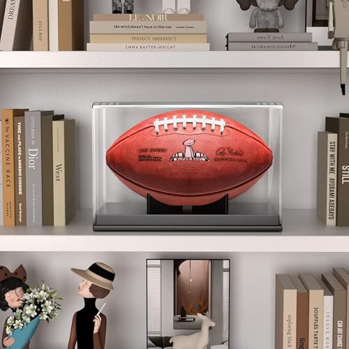 KKU Football Display Case, Acrylic Football Case Display Case Autographed Football Holder, No Assembly Required Football Display Box with Removable Built-in Football Display Stand - Image 5