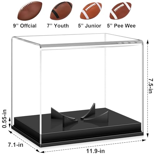 KKU Football Display Case, Acrylic Football Case Display Case Autographed Football Holder, No Assembly Required Football Display Box with Removable Built-in Football Display Stand - Image 2
