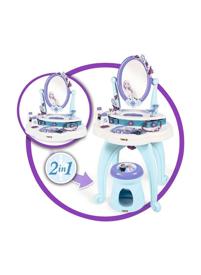 Smoby Disney Frozen 2-in-1 Hairdresser Table with 10 Accessories - Image 2