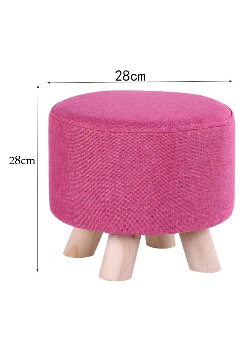Generic - FFD Round Fabric Footrest Ottoman with Padded Seat Perfect Shoe Changing and Feet Rest Stool - Image 1