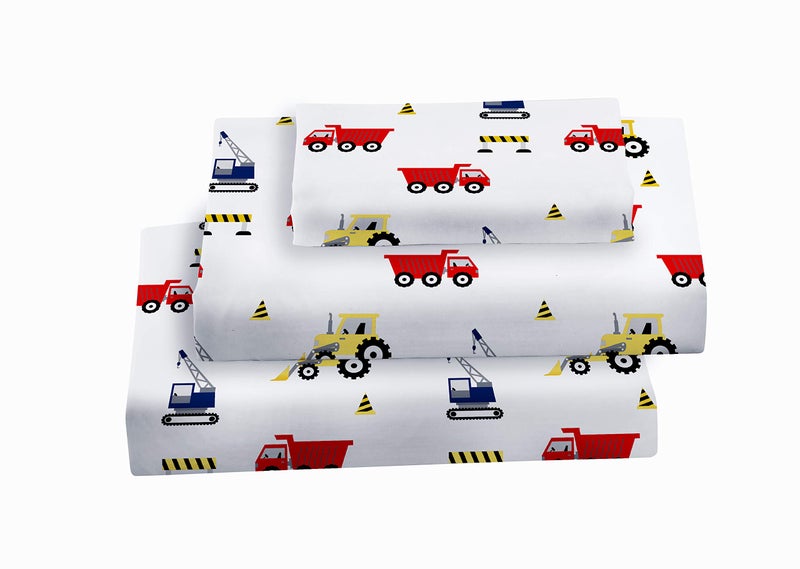 Softan Bed Linen Set for Kids Twin Size 3Pcs Microfiber Trucks Design Deep Pocket