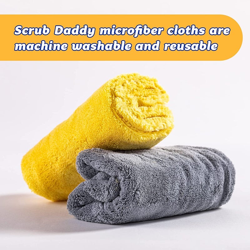Scrub Daddy Microfiber Cloths - All Purpose Super Soft & Ultra Plush Microfiber Towels - Contains Grey & Yellow Cleaning Rags (2 Pack) - Image 4