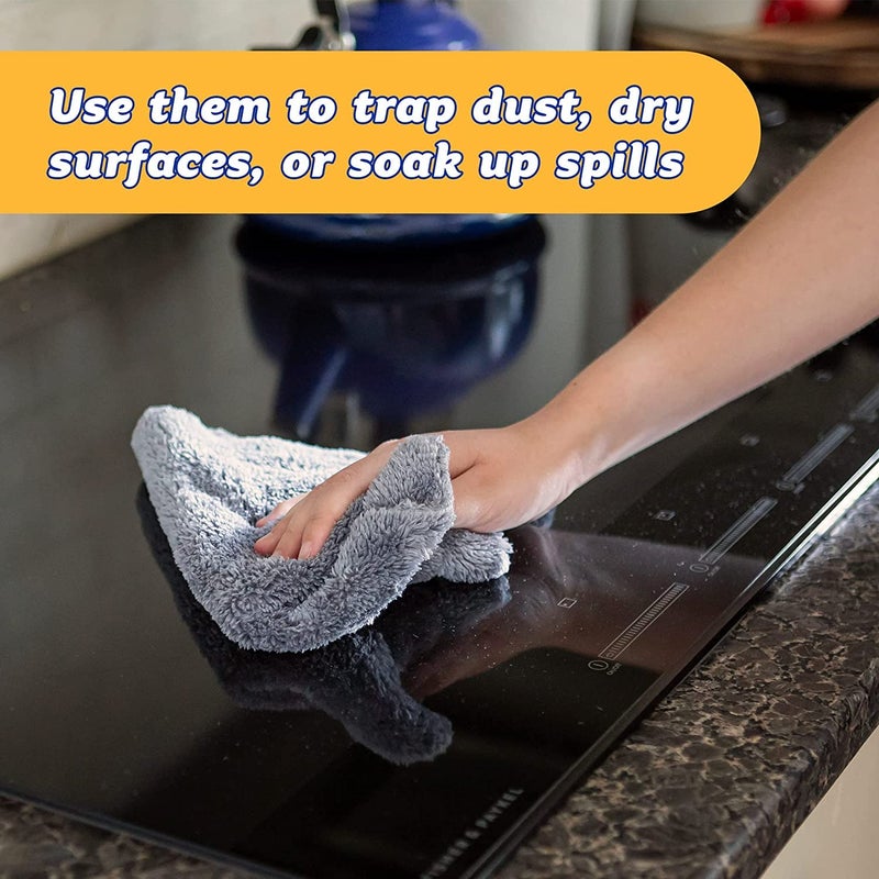 Scrub Daddy Microfiber Cloths - All Purpose Super Soft & Ultra Plush Microfiber Towels - Contains Grey & Yellow Cleaning Rags (2 Pack) - Image 5
