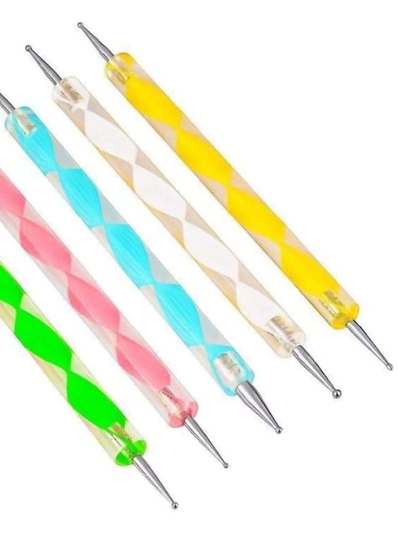 أقلام تنقيط فن الأظافر 2 طريقة 5 قطع مجموعة أدوات تنقيط طقم تصميم فن الأظافر للتقليم - Image 2