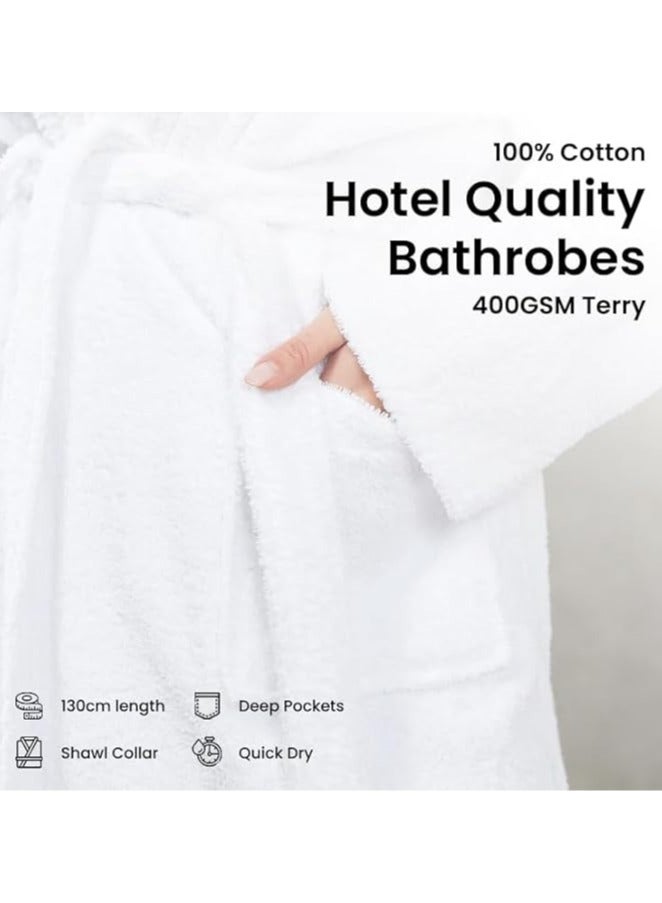 LA MER TEX Bathrobe Unisex Cotton Fleece Skin-friendly Breathable Nightgown Simple Hooded Home Clothes White  - Image 5