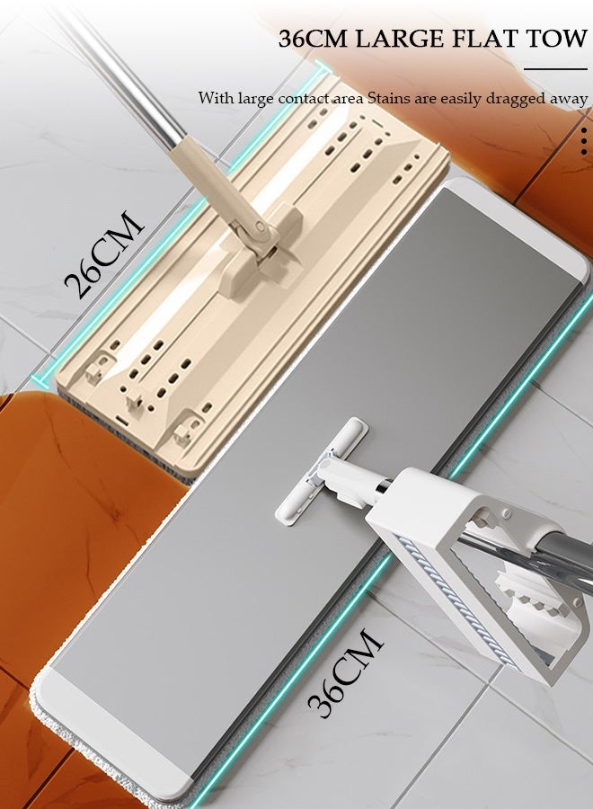 DUNISO 36cm Flat Floor Mop, Professional Microfiber Mop Floor Cleaning System with Stainless Steel Handle, Adjustable Handle and 360° Rotating Head, Wet and Dust Mopping for Hardwood, Tile Cleaning - Image 4