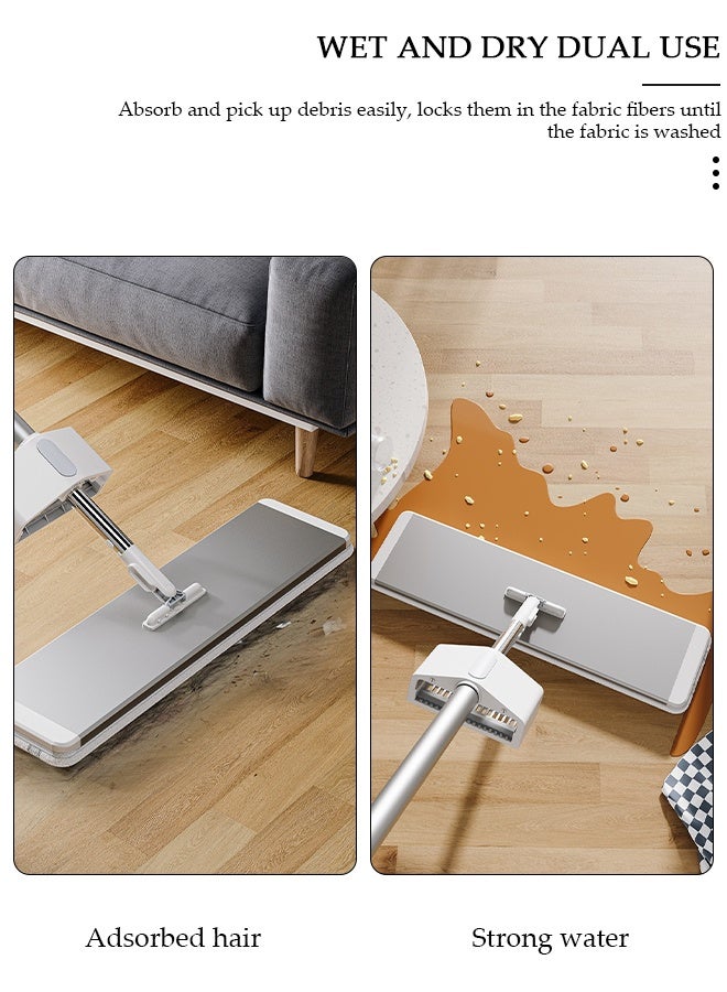 DUNISO 36cm Flat Floor Mop, Professional Microfiber Mop Floor Cleaning System with Stainless Steel Handle, Adjustable Handle and 360° Rotating Head, Wet and Dust Mopping for Hardwood, Tile Cleaning - Image 3