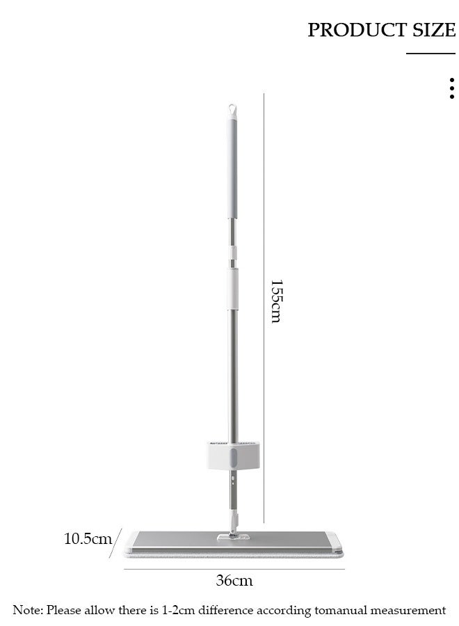 DUNISO 36cm Flat Floor Mop, Professional Microfiber Mop Floor Cleaning System with Stainless Steel Handle, Adjustable Handle and 360° Rotating Head, Wet and Dust Mopping for Hardwood, Tile Cleaning - Image 2