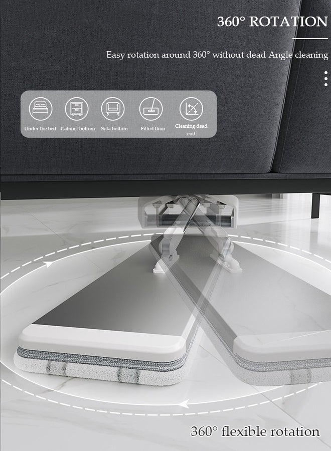 DUNISO 36cm Flat Floor Mop, Professional Microfiber Mop Floor Cleaning System with Stainless Steel Handle, Adjustable Handle and 360° Rotating Head, Wet and Dust Mopping for Hardwood, Tile Cleaning - Image 5